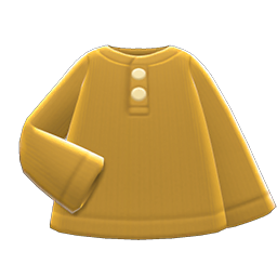 Animal Crossing Items Henley Shirt Mustard