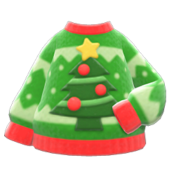 Animal Crossing Items Holiday Sweater Green