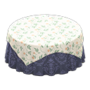 Animal Crossing Items Large covered round table Damascus-pattern blue Undercloth Floral print