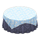 Animal Crossing Items Large covered round table Damascus-pattern blue Undercloth Light blue