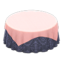 Animal Crossing Items Large covered round table Damascus-pattern blue Undercloth Pink