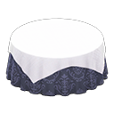 Animal Crossing Items Large covered round table Damascus-pattern blue Undercloth White