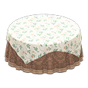 Animal Crossing Items Large covered round table Damascus-pattern brown Undercloth Floral print