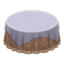 Animal Crossing Items Large covered round table Damascus-pattern brown Undercloth Gray