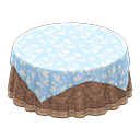 Animal Crossing Items Large covered round table Damascus-pattern brown Undercloth Light blue