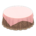 Animal Crossing Items Large covered round table Damascus-pattern brown Undercloth Pink