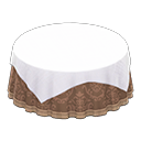 Animal Crossing Items Large covered round table Damascus-pattern brown Undercloth White