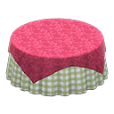 Animal Crossing Items Large covered round table Green gingham Undercloth Berry red