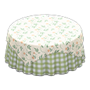 Animal Crossing Items Large covered round table Green gingham Undercloth Floral print