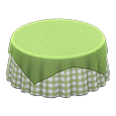 Animal Crossing Items Large covered round table Green gingham Undercloth Green