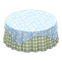 Animal Crossing Items Large covered round table Green gingham Undercloth Light blue