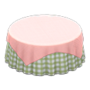 Animal Crossing Items Large covered round table Green gingham Undercloth Pink