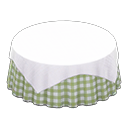 Animal Crossing Items Large covered round table Green gingham Undercloth White