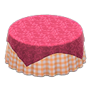 Animal Crossing Items Large covered round table Orange gingham Undercloth Berry red