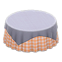 Animal Crossing Items Large covered round table Orange gingham Undercloth Gray