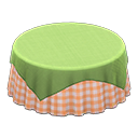 Animal Crossing Items Large covered round table Orange gingham Undercloth Green