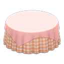 Animal Crossing Items Large covered round table Orange gingham Undercloth Pink