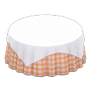 Animal Crossing Items Large covered round table Orange gingham Undercloth White