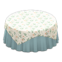 Animal Crossing Items Large covered round table Plain pearl blue Undercloth Floral print