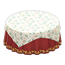 Animal Crossing Items Large covered round table Wine red Undercloth Floral print