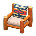 Animal Crossing Items Log Chair Orange Wood / Geometric Print