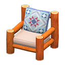 Animal Crossing Items Log Chair Orange Wood / Quilted