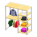 Animal Crossing Items Midsized clothing rack Neutral-tone clothes Displayed clothing Light wood