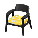 Animal Crossing Items Nordic chair Little flowers Fabric Black