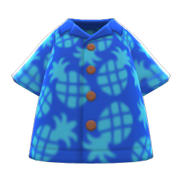 Animal Crossing Items Pineapple Aloha Shirt Blue