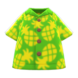 Animal Crossing Items Pineapple Aloha Shirt Green