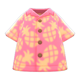 Animal Crossing Items Pineapple Aloha Shirt Pink