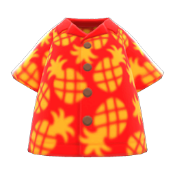 Animal Crossing Items Pineapple Aloha Shirt Red