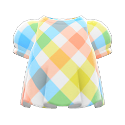 Animal Crossing Items Plaid Puffed-sleeve Shirt Energetic plaid