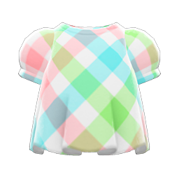 Animal Crossing Items Plaid Puffed-sleeve Shirt Fancy plaid