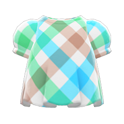 Animal Crossing Items Switch Plaid Puffed-sleeve Shirt