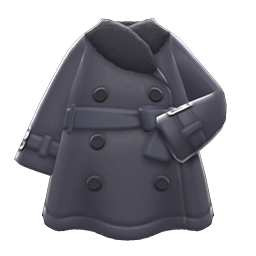 Animal Crossing Items Pleather Trench Coat Black