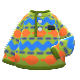 Animal Crossing Items Printed Fleece Sweater Green