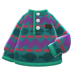 Animal Crossing Items Printed Fleece Sweater Moss green