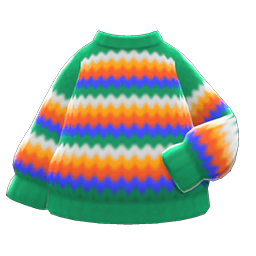 Animal Crossing Items Rainbow Sweater Green