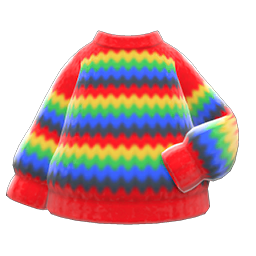 Animal Crossing Items Rainbow Sweater Red