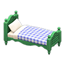 Animal Crossing Items Ranch bed Blue gingham Comforter Green