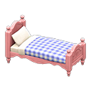 Animal Crossing Items Ranch bed Blue gingham Comforter Pink