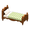 Animal Crossing Items Ranch bed Green gingham Comforter Dark brown