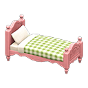 Animal Crossing Items Ranch bed Green gingham Comforter Pink