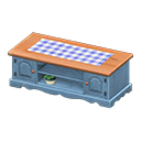 Animal Crossing Items Ranch lowboard Blue gingham Cloth Blue