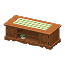 Animal Crossing Items Ranch lowboard Green gingham Cloth Dark brown