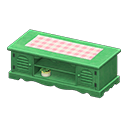 Animal Crossing Items Ranch lowboard Pink gingham Cloth Green