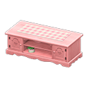 Animal Crossing Items Ranch lowboard Pink gingham Cloth Pink