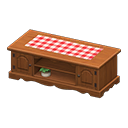 Animal Crossing Items Ranch lowboard Red gingham Cloth Dark brown