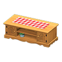 Animal Crossing Items Ranch lowboard Red gingham Cloth Natural